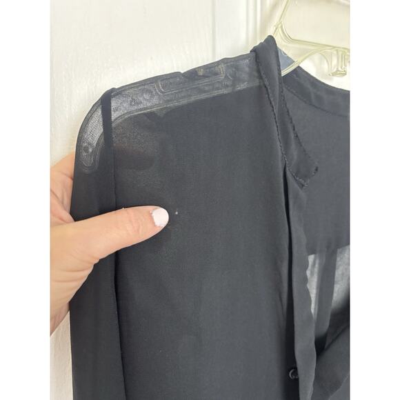 John Galt Sheer Black Button Up Long Sleeve Top O/S Whimsigoth Dark Romantic - Picture 7 of 8